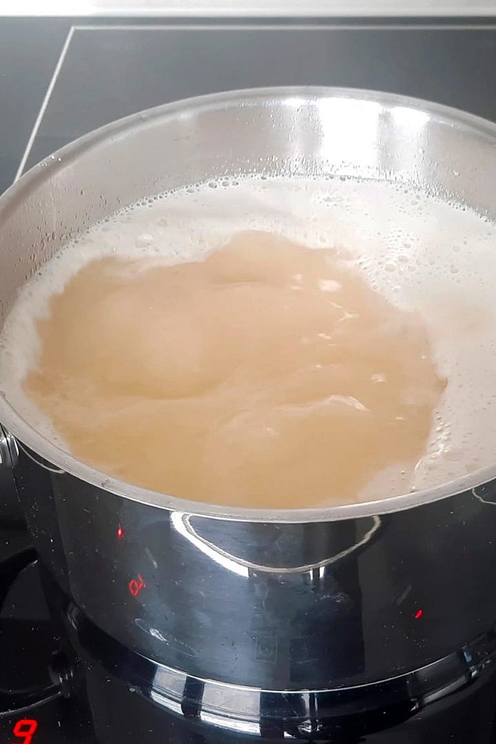 boiling the fruit glaze