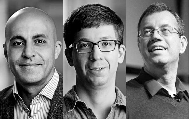 Da esq. p/ dir.: Ali Ghodsi, 42, Matei Zaharia, 36, e Ion Stoica, 56 (Foto: Divulgação / Databricks)