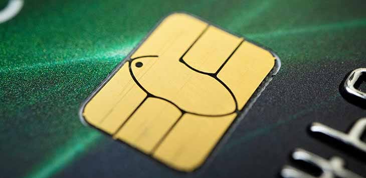 Photo of the chip on a credit card.