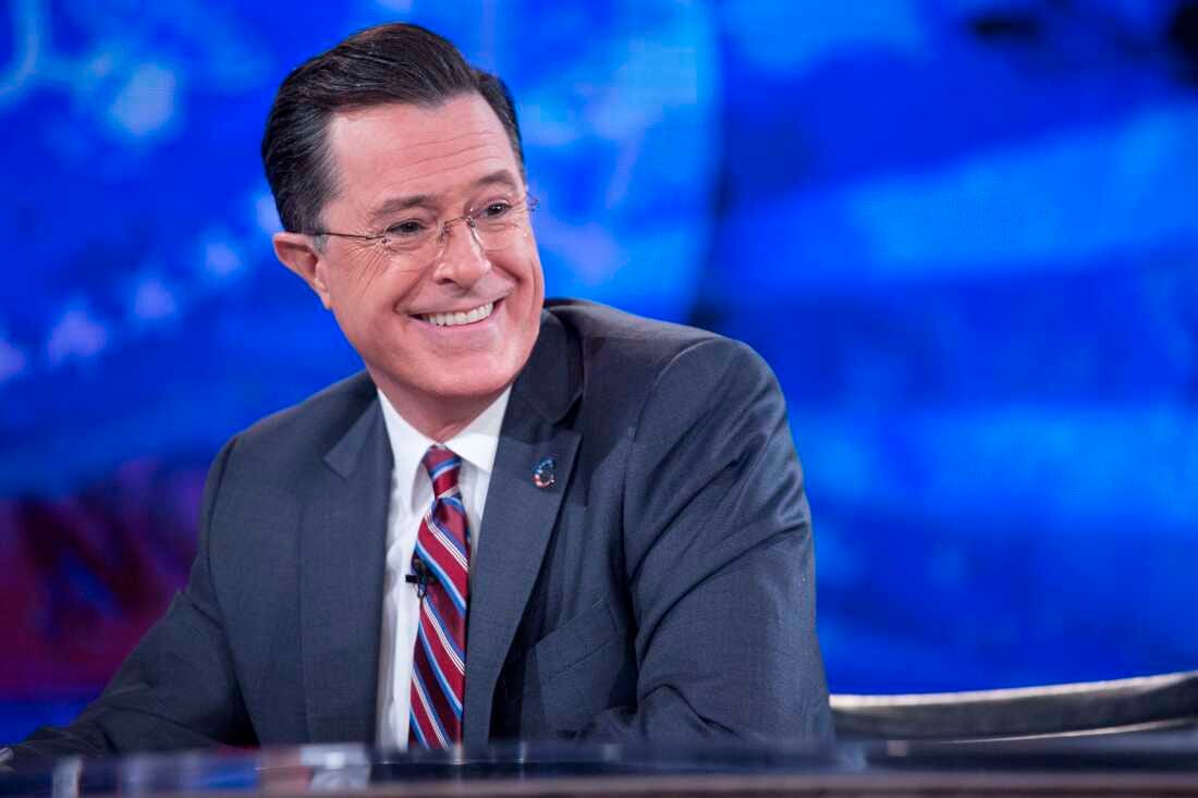 Stephen Colbert during a taping of Comedy Central's The Colbert Report in December 2014.