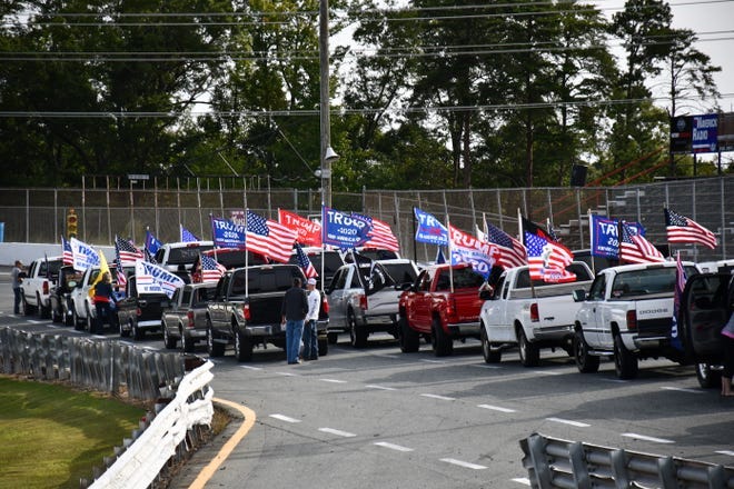 Rows of vehicles filled Ace Speedway on Saturday, Sept. 17 as they prepared to leave for the convoy through Alamance County. Rows of vehicles filled Ace Speedway on Saturday, Sept. 17 as they prepared to leave for the convoy through Alamance County.