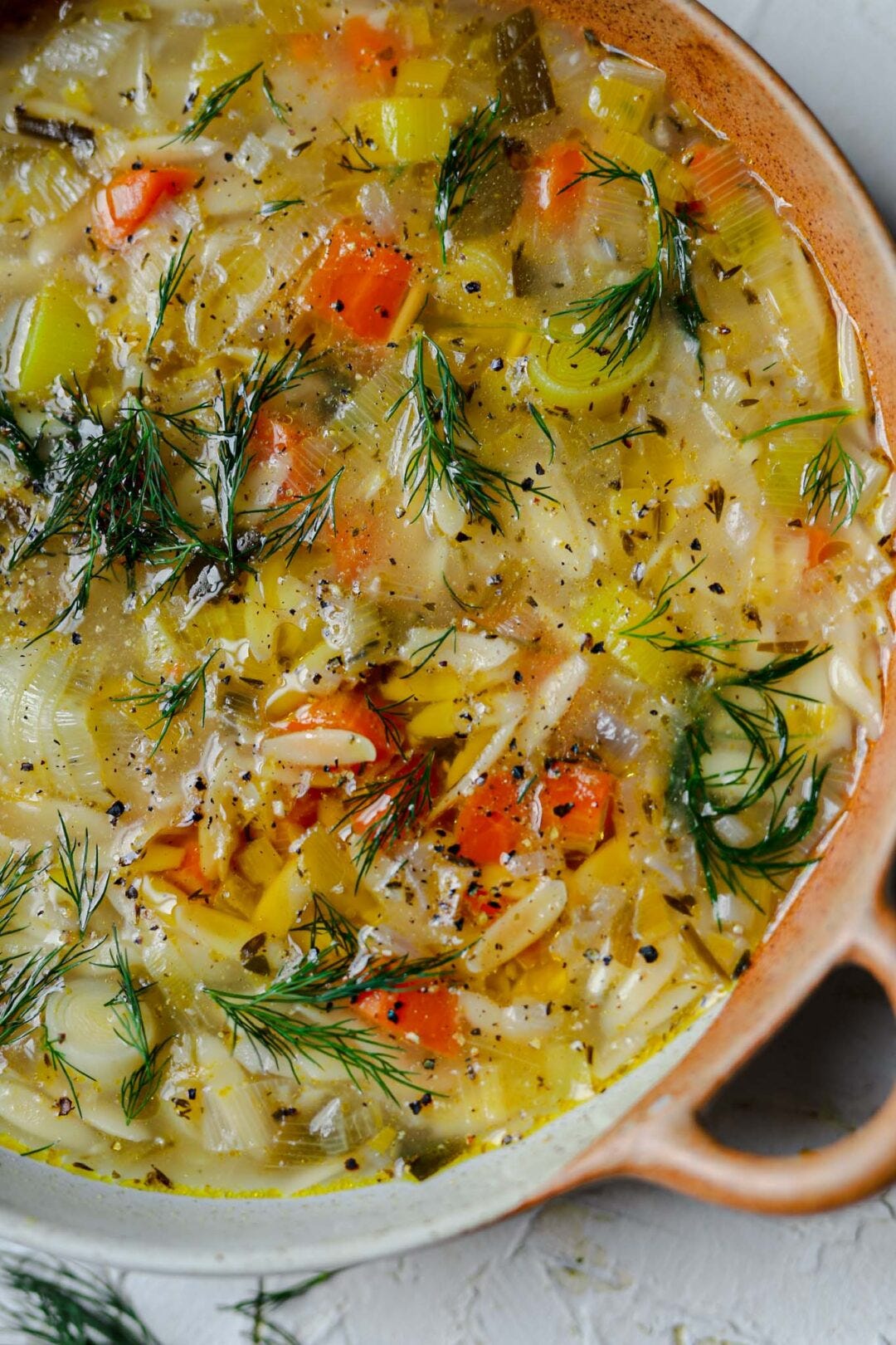 leek orzo dill soup vegan leek orzo dill soup vegan