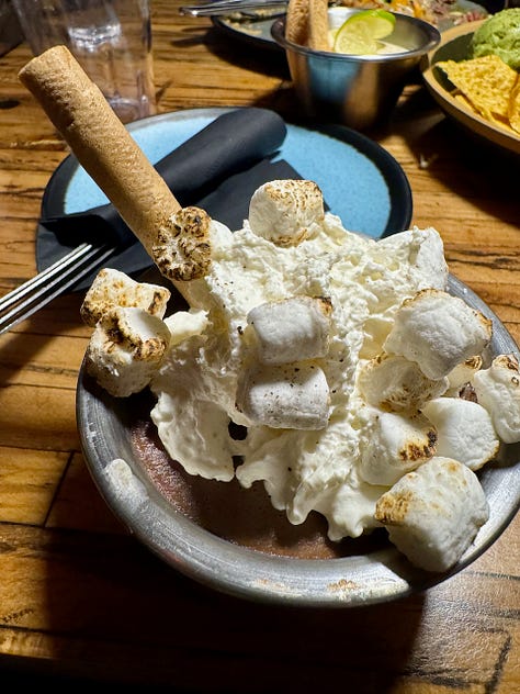 Sopapillas, chocolate budino and Carlota de Limon. 