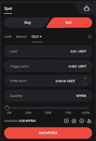 Screenshot of the Bitget trading interface highlighting the steps to place an OCO (One-Cancels-the-Other) order Screenshot of the Bitget trading interface highlighting the steps to place an OCO (One-Cancels-the-Other) order