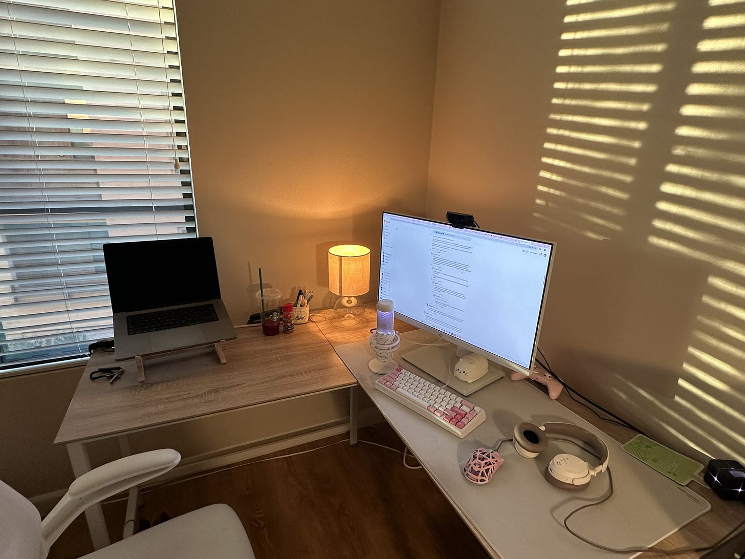 Desk setup before