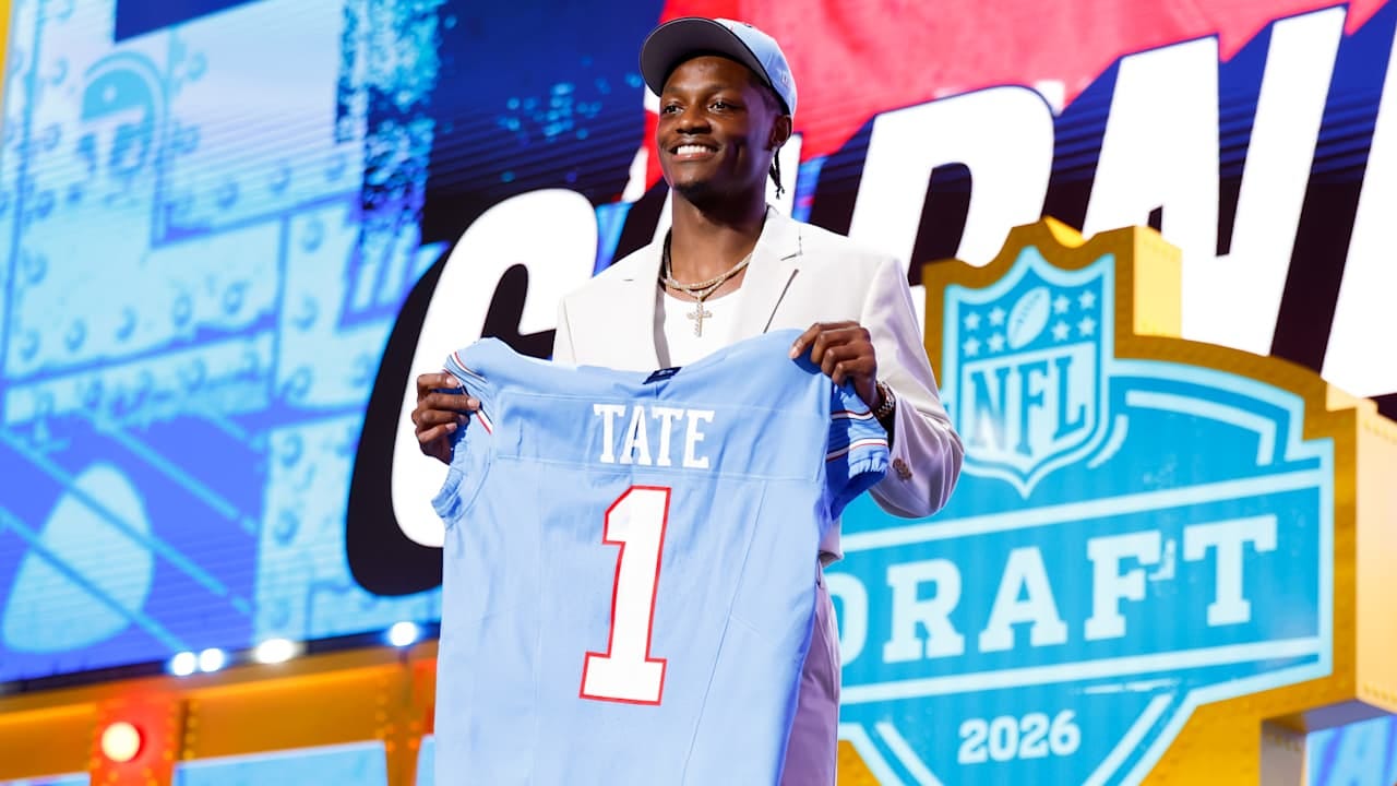 2026 NFL Draft: Titans select Ohio State WR Carnell Tate at No. 4, trade  back into first for Auburn DE Keldric Faulk