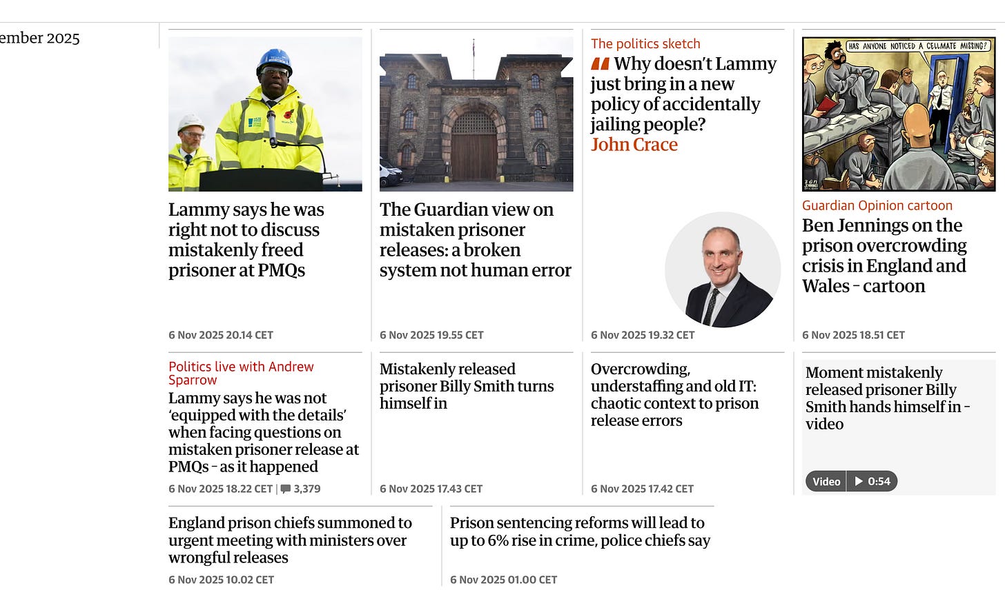 Spate of recent news stories about prison problems