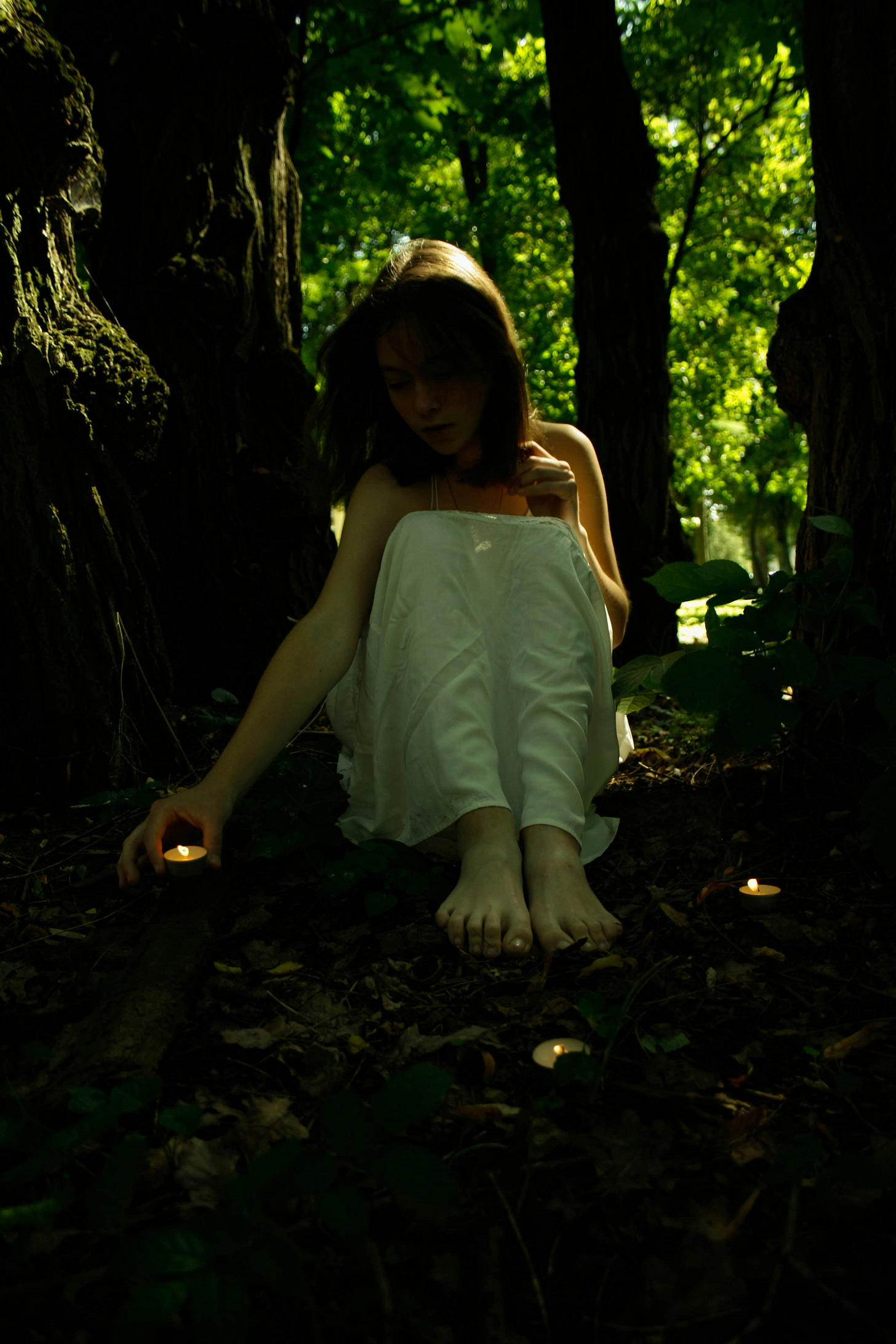 woman in white dress in nature