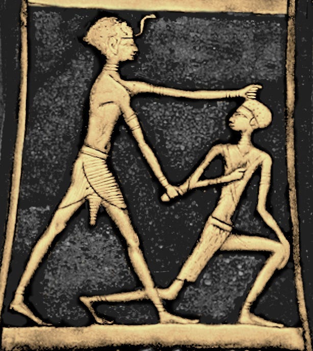 Pharaoh Ahmose I punishing a Hyksos prisoner