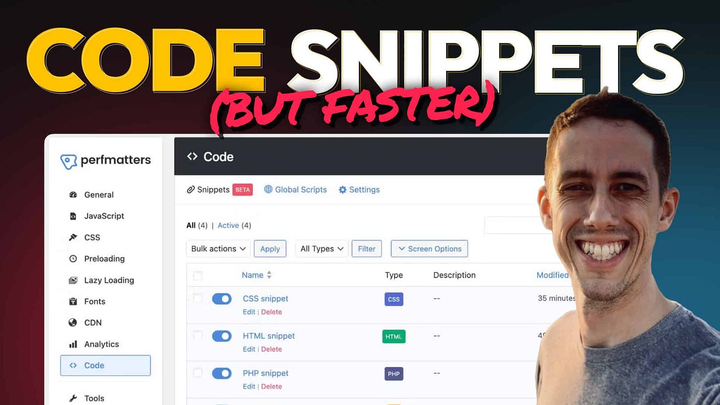 Perfmatters code snippets webinar