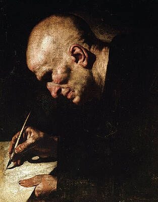 Wall Art - Painting - A Monk Scribe  by Master of the Annunciation to the Shepherds