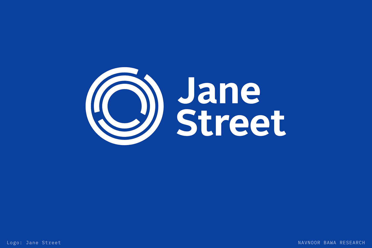 The official Jane Street logo, its white mark and wordmark on the firm's blue ground The official Jane Street logo, its white mark and wordmark on the firm's blue ground