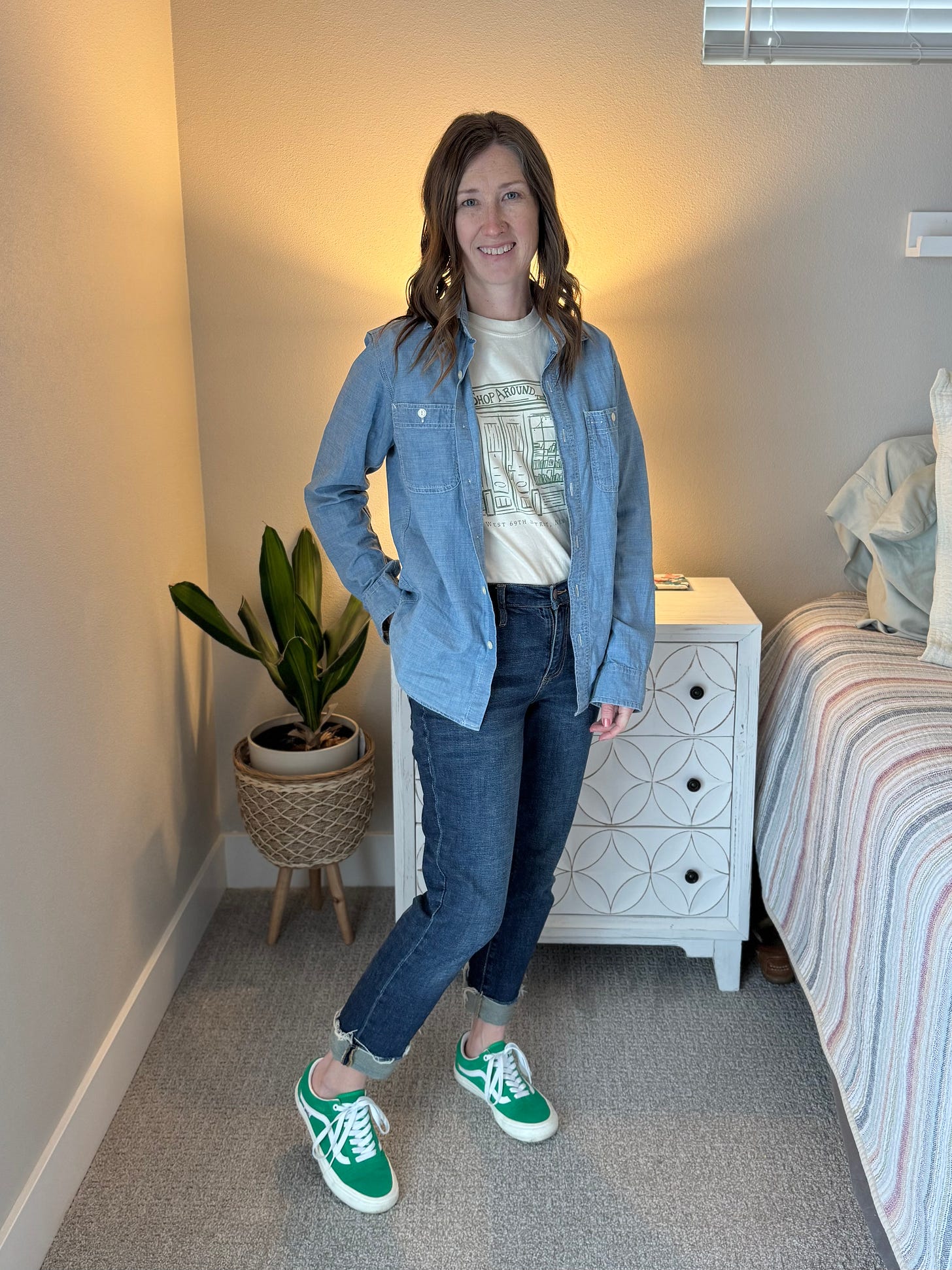 t-shirt style, denim outfit, denim on denim style