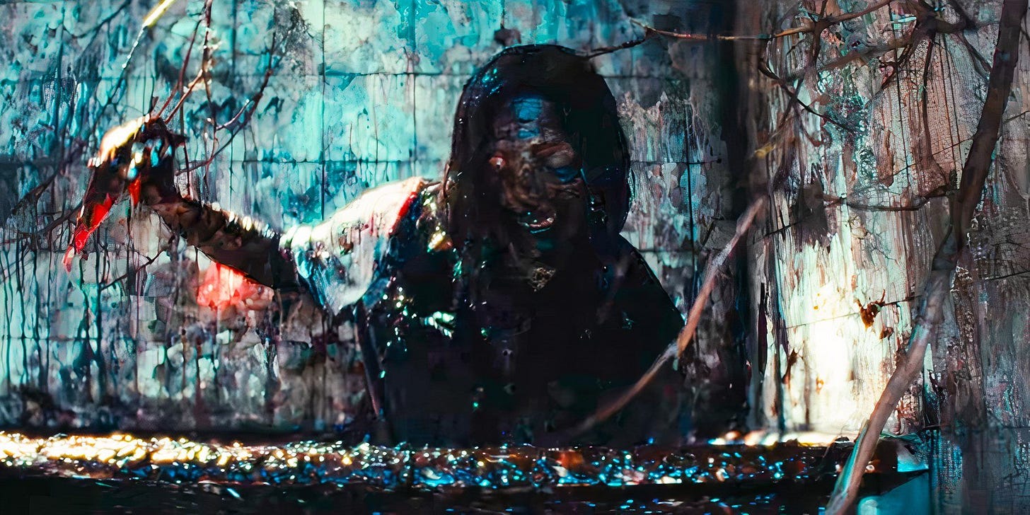 Vicki se levanta de la bañera en Terrifier 3.