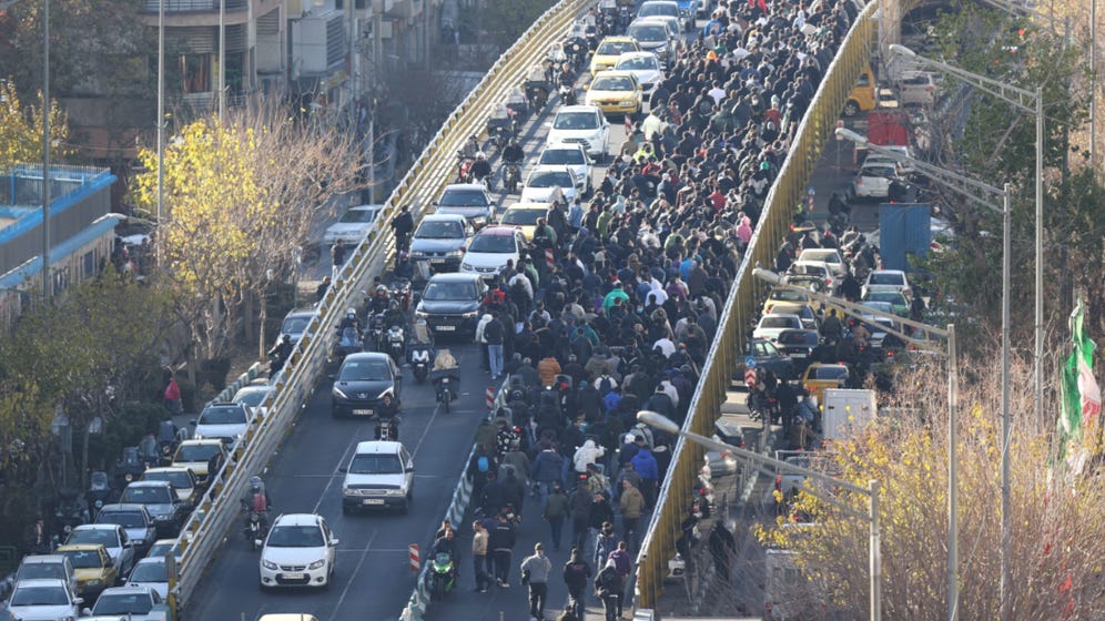 File photo showing protesters march in Tehran on December 29, 2025 File photo showing protesters march in Tehran on December 29, 2025