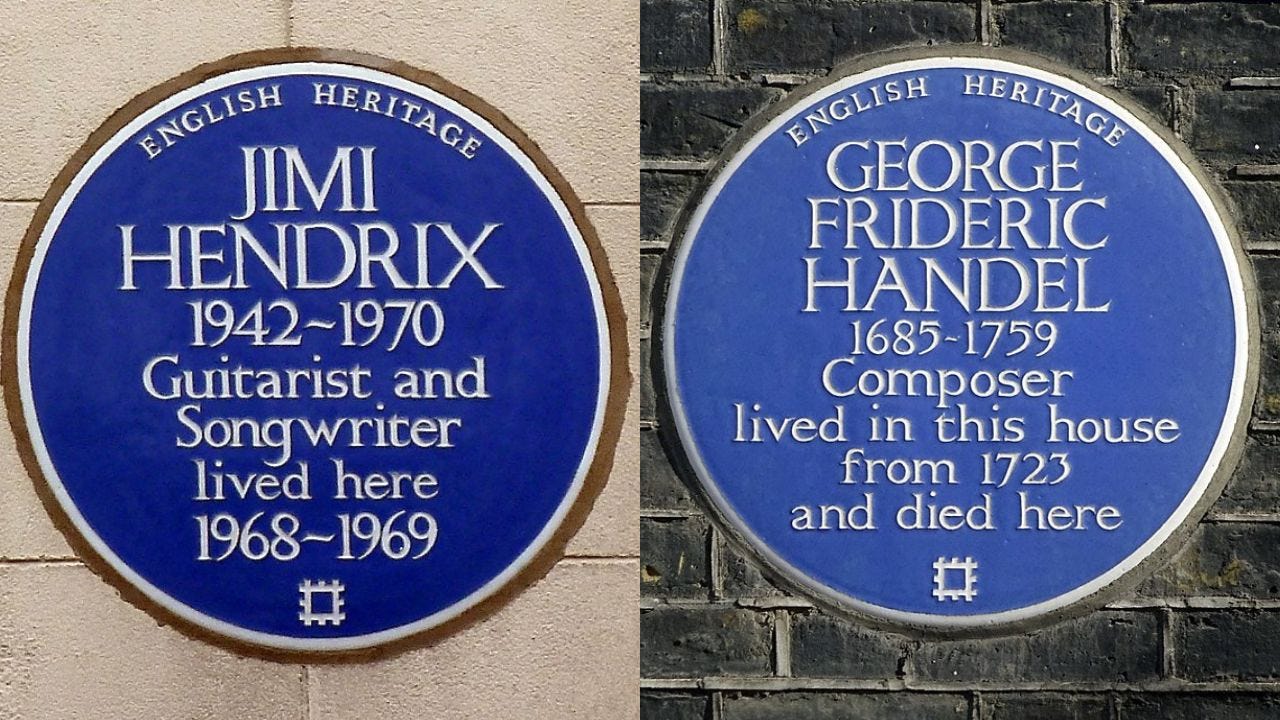 Hendrix and Handel's blue plaques