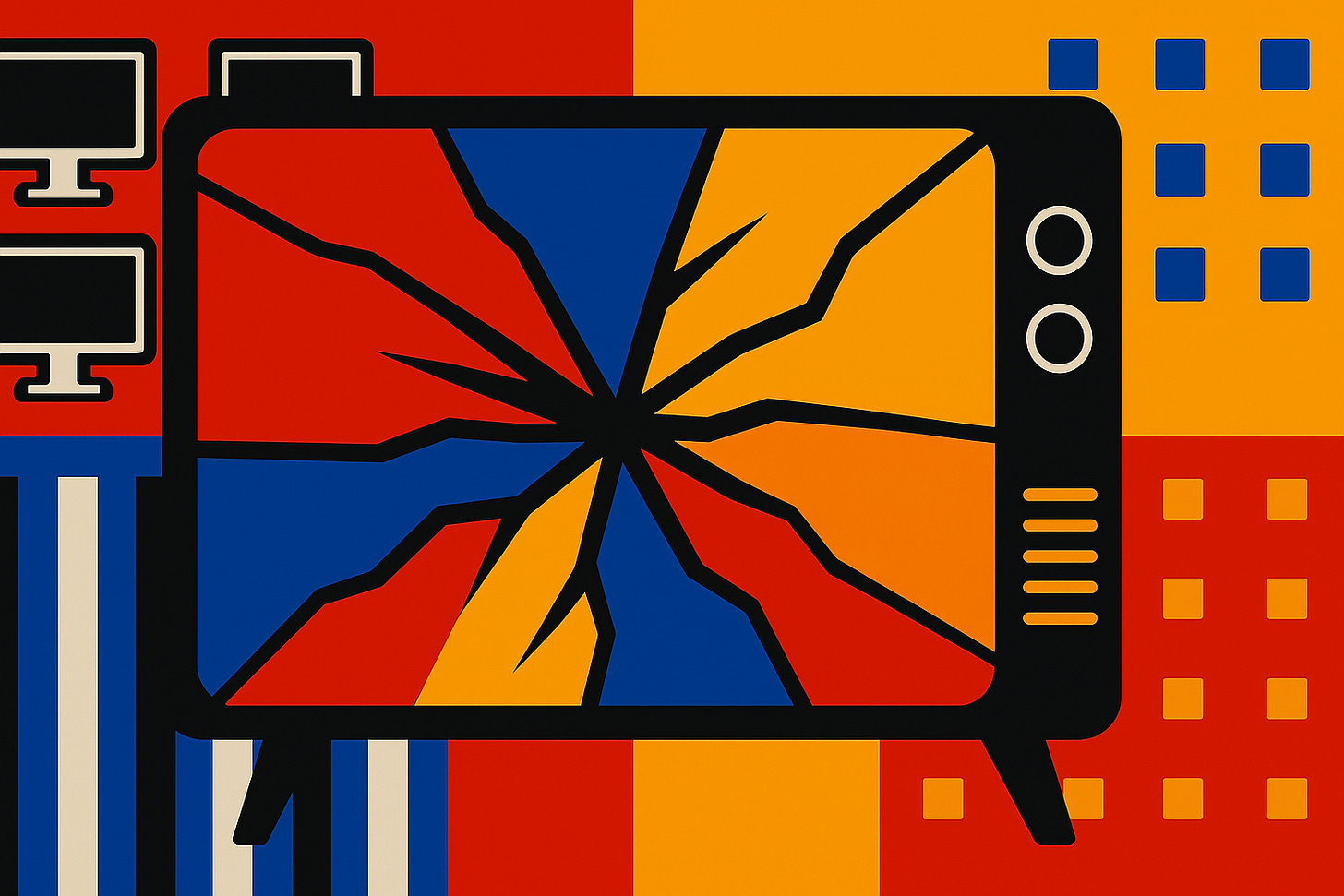 A broken television screen