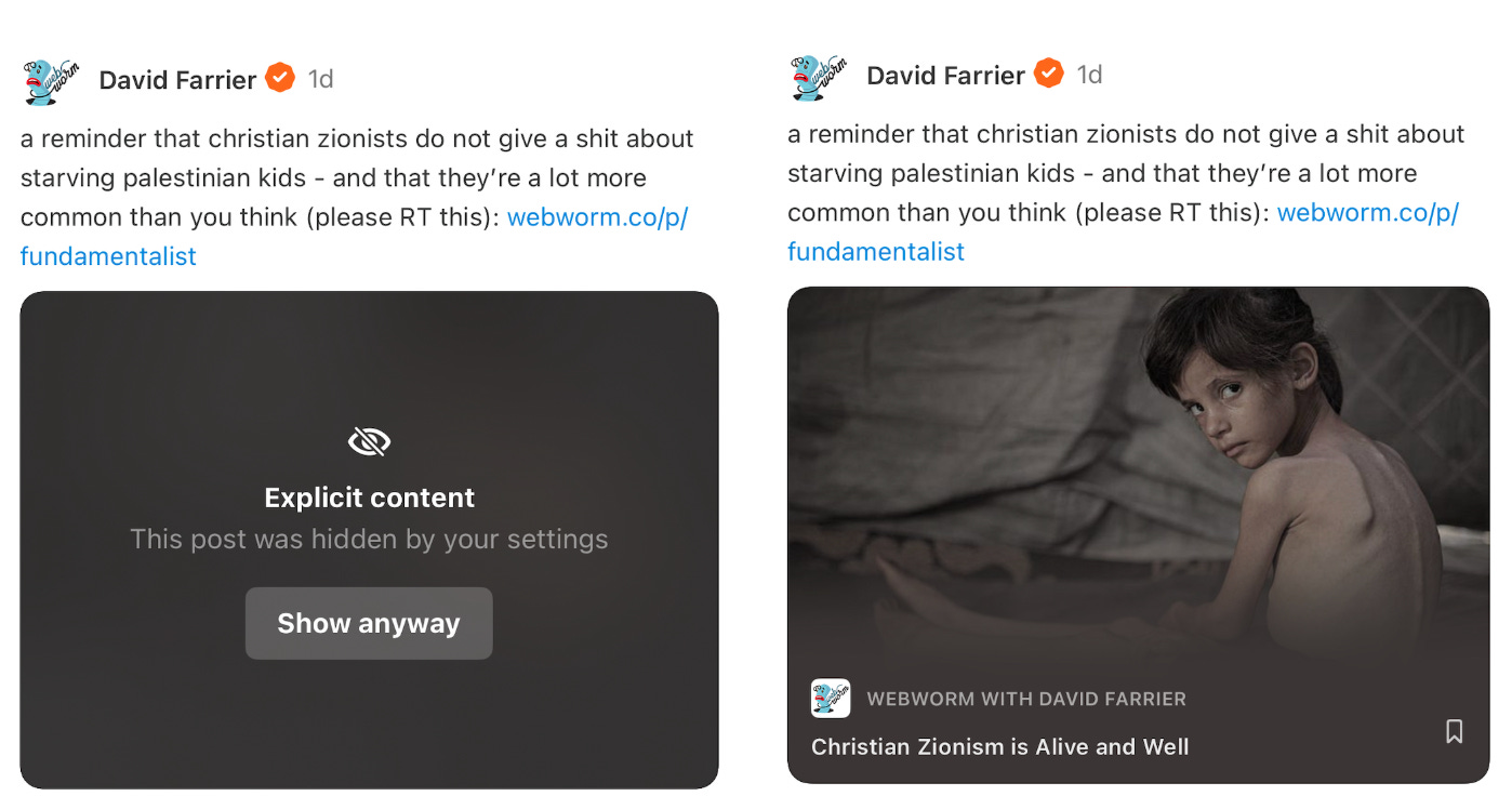 Substack censors starving child Substack censors starving child