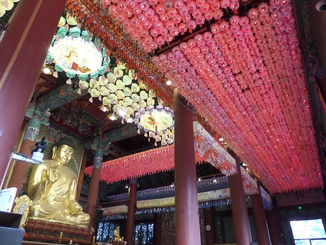 Lanterns inside the Jogyesa Buddhist Temple Lanterns inside the Jogyesa Buddhist Temple