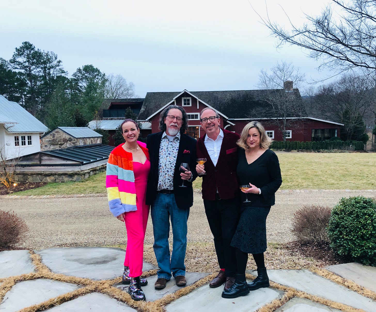 with husband, Tom Franklin, and John T. Edge, and his wife Blair Hobbs