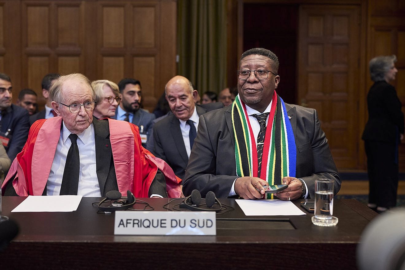 Vusimuzi Madonsela (right), of South Africa, at the International Court of Justice during its ruling on May 24, 2024 that Israel must cease military operations in Rafah. Credit: Bastiaan Musscher/U.N. Photo/ICJ-CIJ.