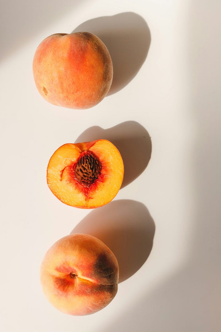 Fresh peaches and fresh basil. Photos by Vlad Deep and Oscar Hlgstrand via Unsplash.
