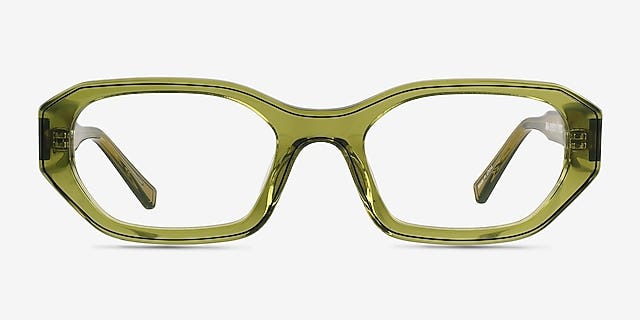 Nina Crystal Olive Green AcetateEyeglass Frames from EyeBuyDirect, Front View