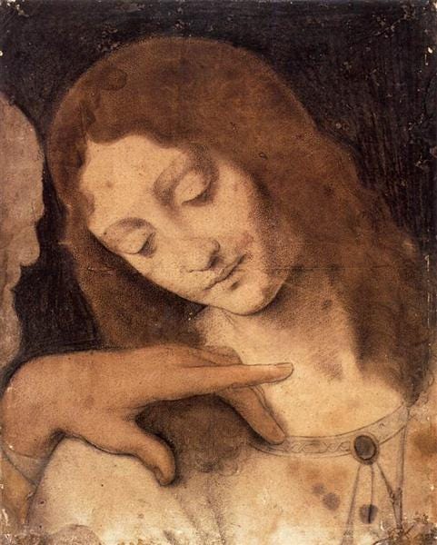 Head of St. John the Evangelist, 1494 - 1495 - Leonardo da Vinci -  WikiArt.org
