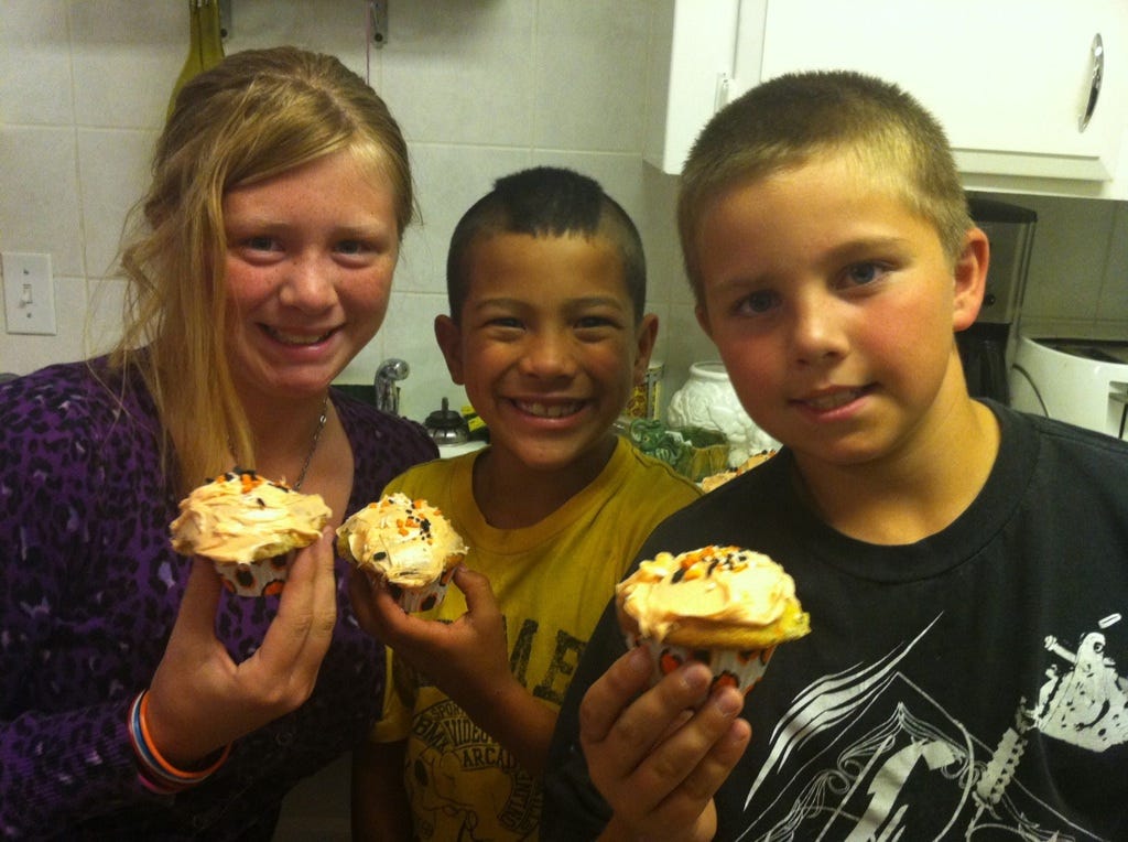 3 kids in blended family, older girl, son and other young boy