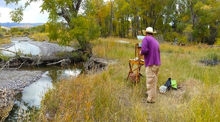 Bob Bahr Painting in Wyoming Photograph of Artist Bob Bahr