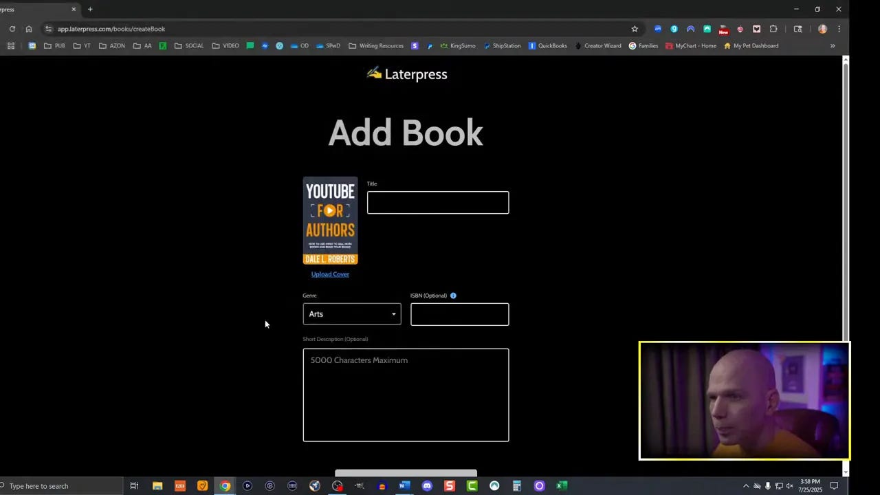 Uploading cover design on Laterpress dashboard