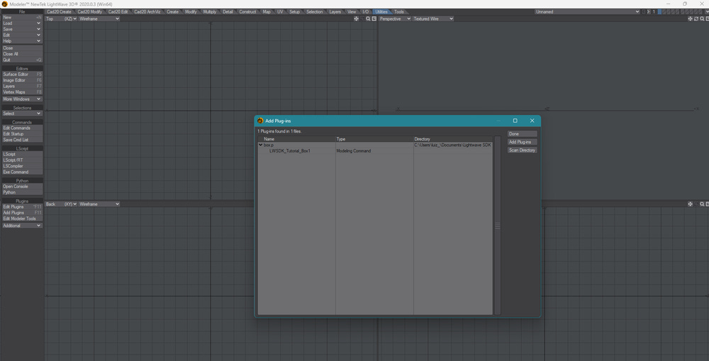 The plugin was loaded. Note the name of the plugin inside Modeler.