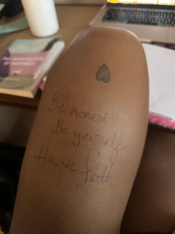I drew it on my thighs a few times before making the decision