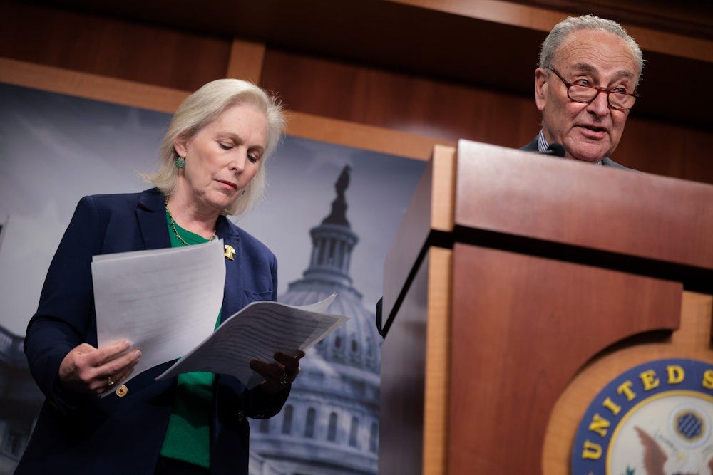 Senate Minority Leader Chuck Schumer and Sen. Kirsten Gillibrand at the U.S. Capitol 