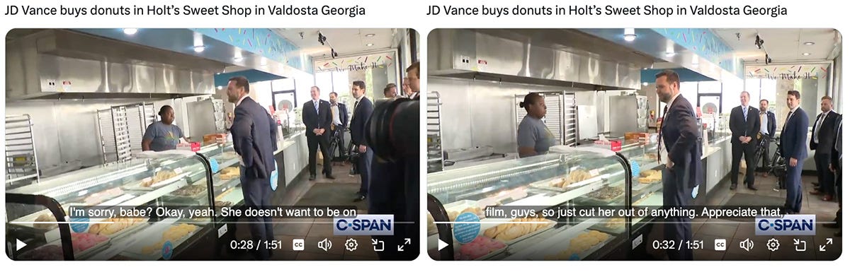 JD Vance at donut shot, where employees want to run away JD Vance at donut shot, where employees want to run away