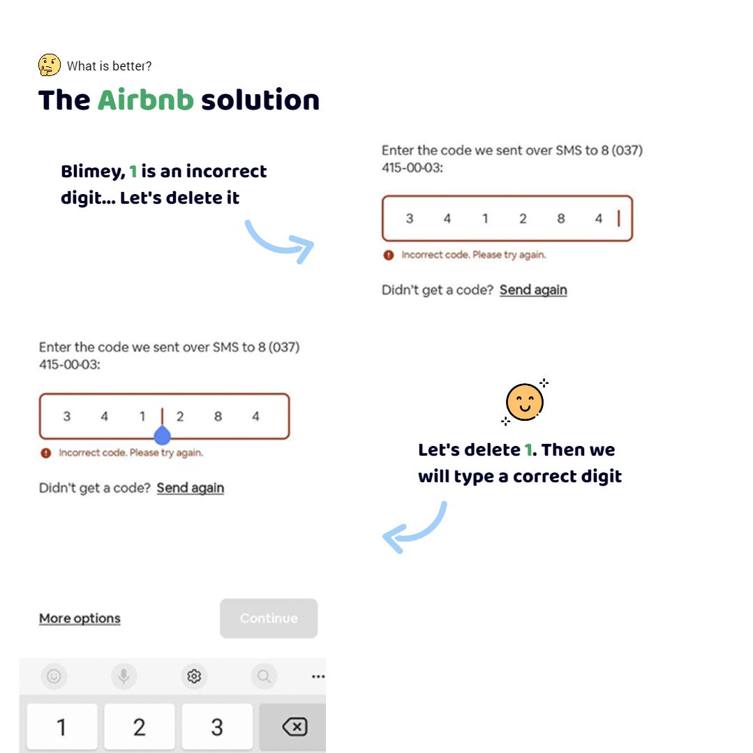 The Airbnb app. I typed the authorization code from my smartphone. The third digit is incorrect. We need to delete it.  I tap on it. Oh, it remains to delete the number and enter the correct one