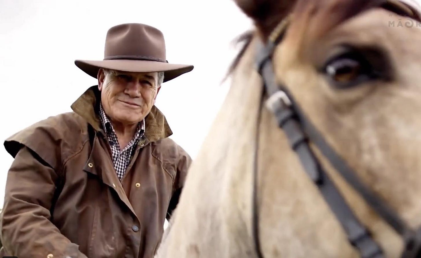 Winston Peters on horseback.