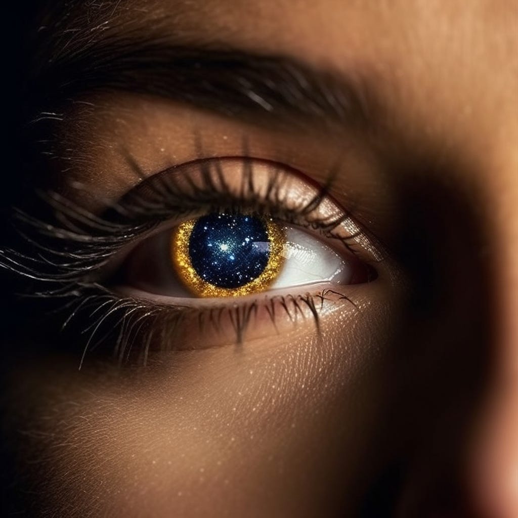 The universe sparkled in the well of her beautiful eyes. Creative. Artistic.