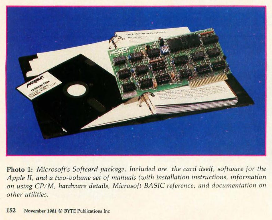 Microsoft's Biggest Product in 1980: the Z-80 SoftCard for the