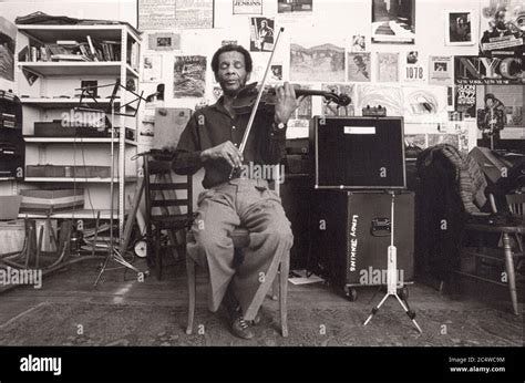 Posed portrait of jazz violinist composer Leroy Jenkins in his ...