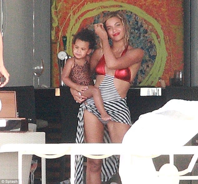 Blue in leopard print and Beyonce in duality black and white