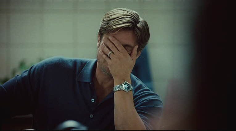 Brad Pitt as Billy Beane in Moneyball covering his face impatiently during a meeting, symbolizing investor frustration with long pitches. Brad Pitt as Billy Beane in Moneyball covering his face impatiently during a meeting, symbolizing investor frustration with long pitches.