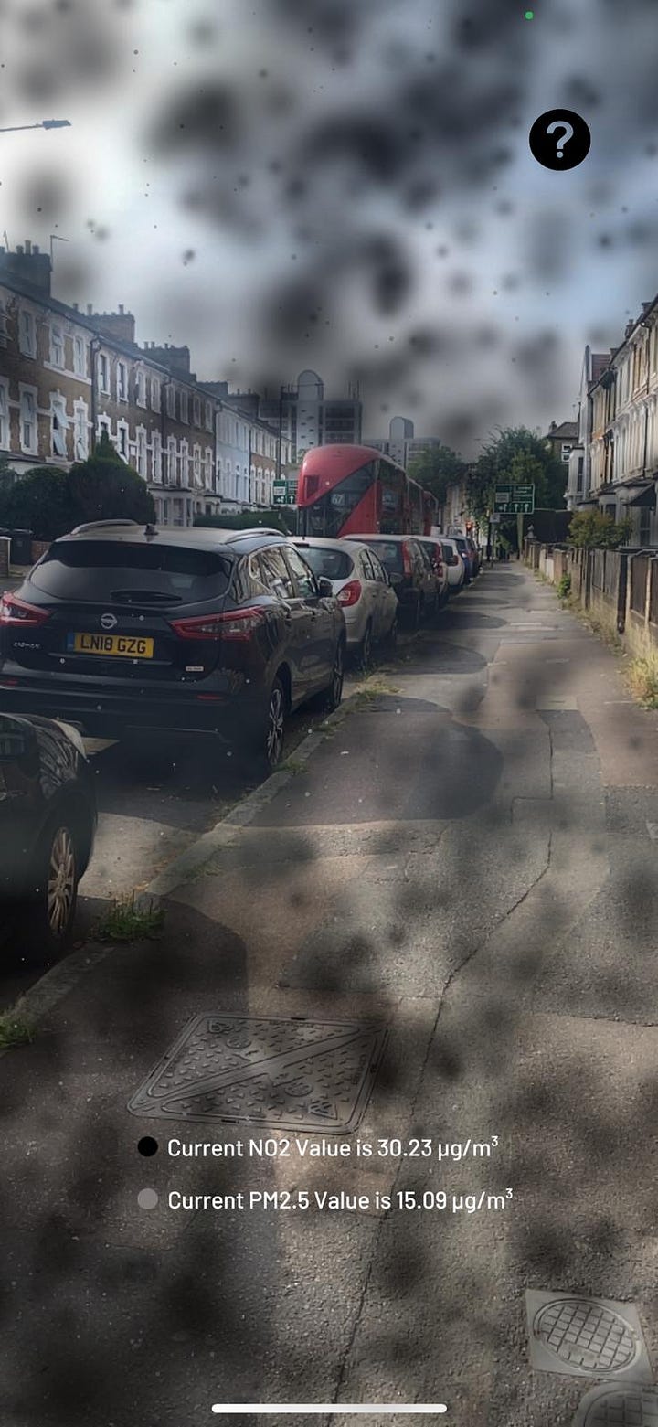 Photos of roads with pollution visualisation