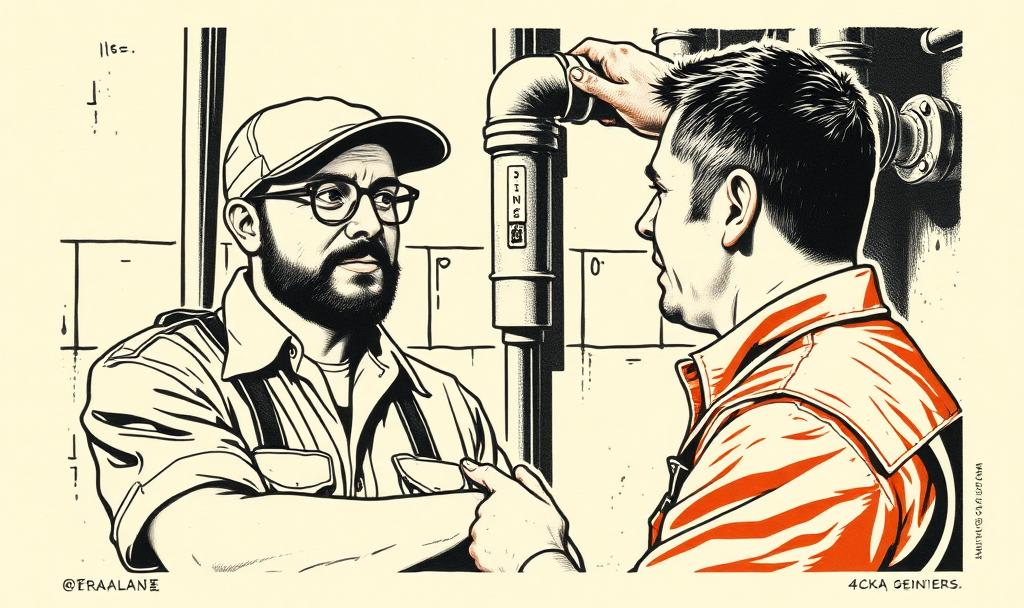 service manager has sincere conversation with company technician service manager has sincere conversation with company technician