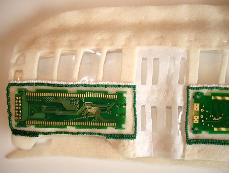 Beaded Boston MA T trolley pullman pcc train car bead embroidery circuit board pop art seed beads Beaded Boston MA T trolley pullman pcc train car bead embroidery circuit board pop art seed beads