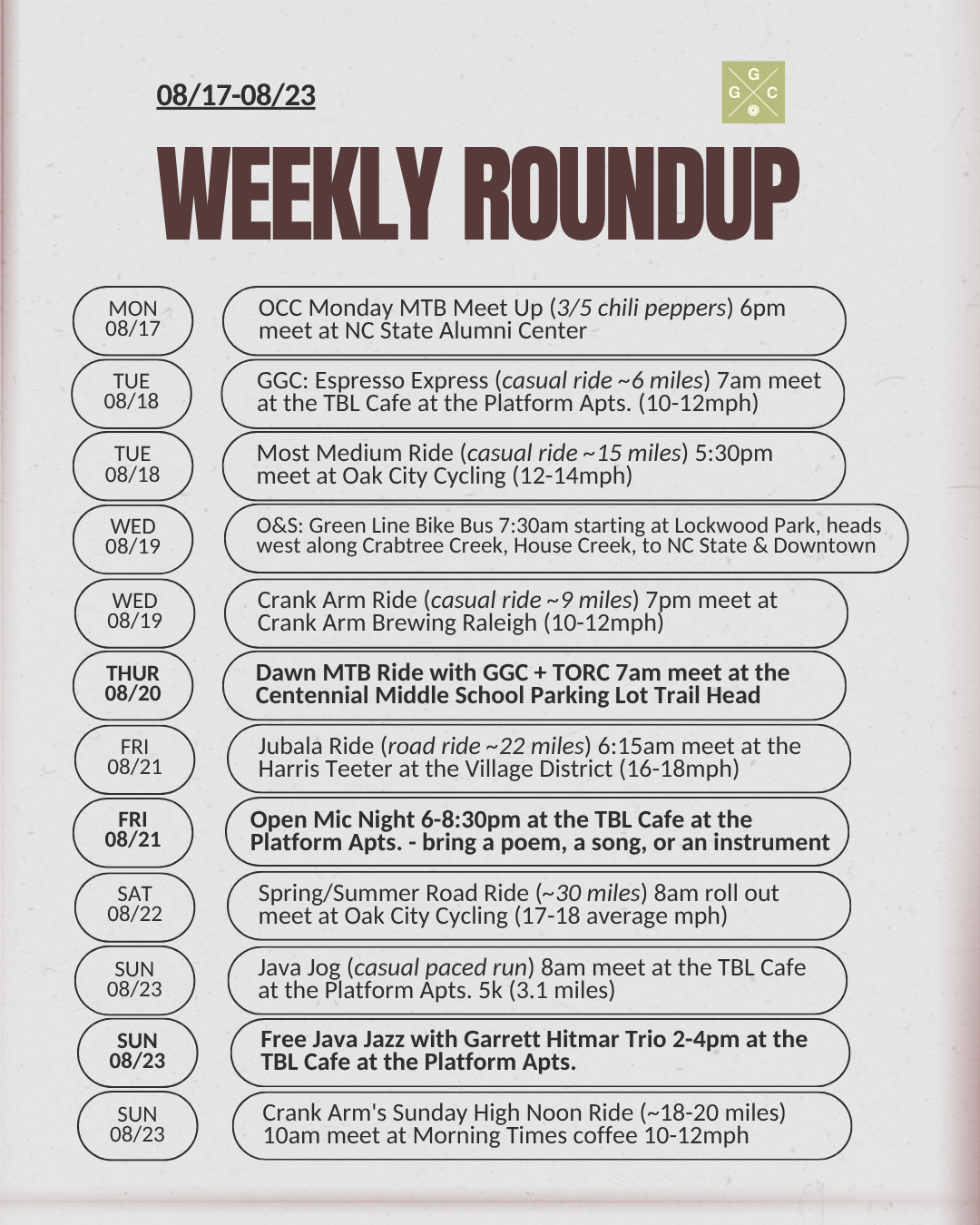 Weekly Roundup August 17-23