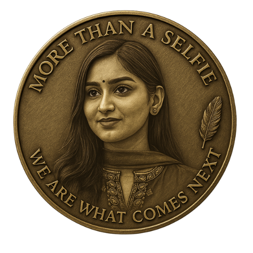 MST commemorative coin featuring the phrase ‘We Are What Comes Next’ and her profile portrait etched in bronze.