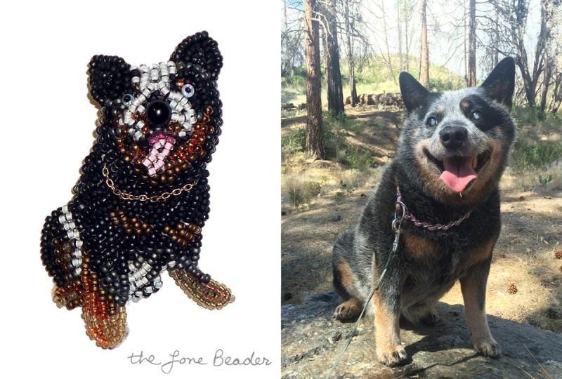 custom pet portrait beaded Australian Cattle Dog pin pendant jewelry etsy bead embroidery art custom pet portrait beaded Australian Cattle Dog pin pendant jewelry etsy bead embroidery art