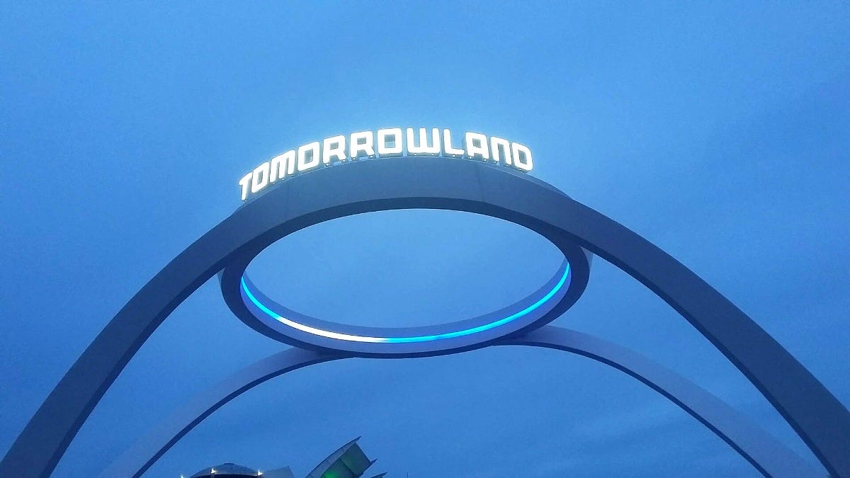 The Tomorrowland entrance at Magic Kingdom in 2021. Image: Wacky Windjammer via Wikimedia Commons The Tomorrowland entrance at Magic Kingdom in 2021. Image: Wacky Windjammer via Wikimedia Commons