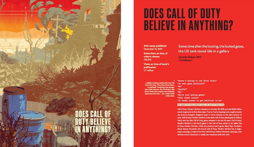 A page layout from How a Game Lives featuring a grim war setting based on Call of Duty